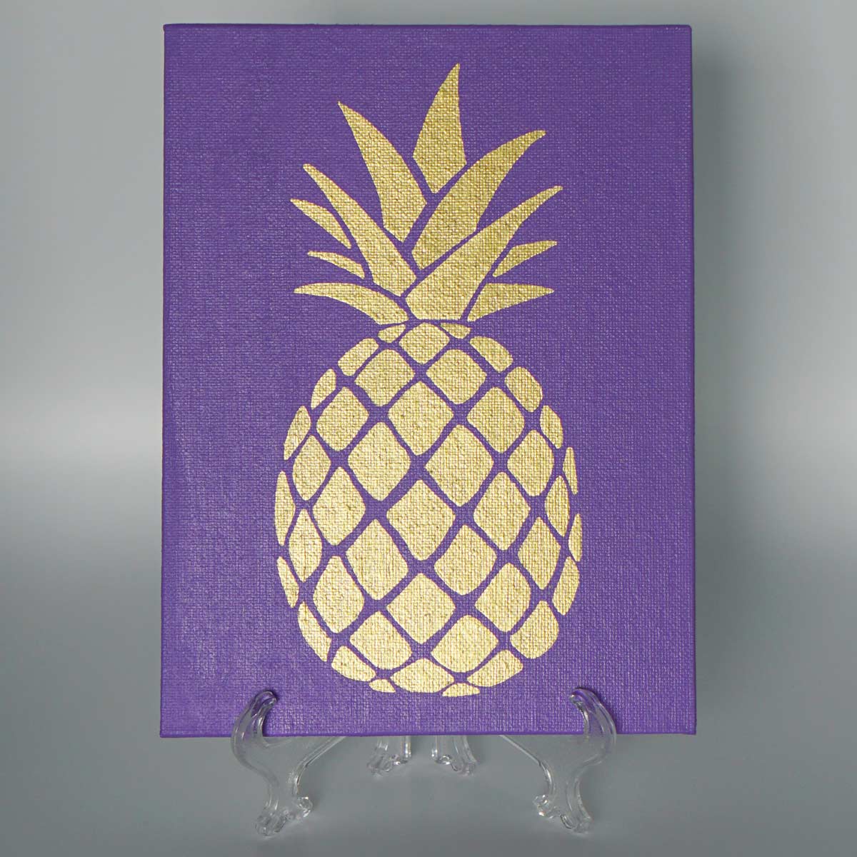 Gold Pineapple on Purple Canvas