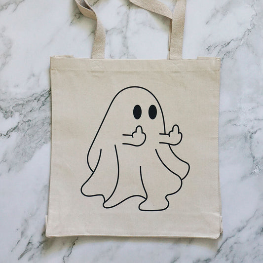 Ghost Middle Finger Tote Bag (Natural)