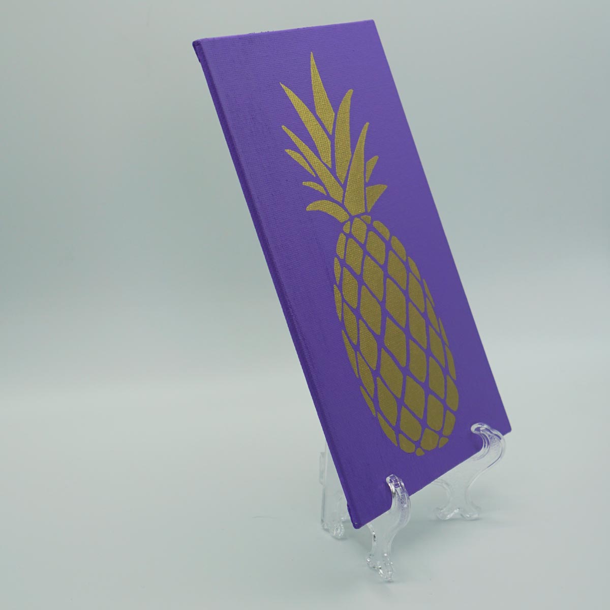 Gold Pineapple on Purple Canvas